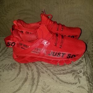 Red running shoes